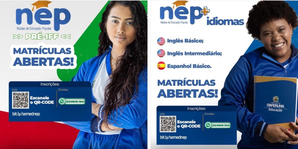 Itaperuna-RJ Pré-IFF e Idiomas Gratuito SEMED-NEP inscrições&nbsp;abertas