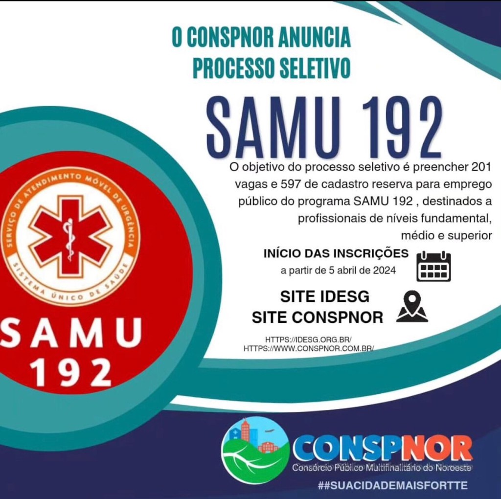 Processo Seletivo SAMU 192 Noroeste do&nbsp;Rio