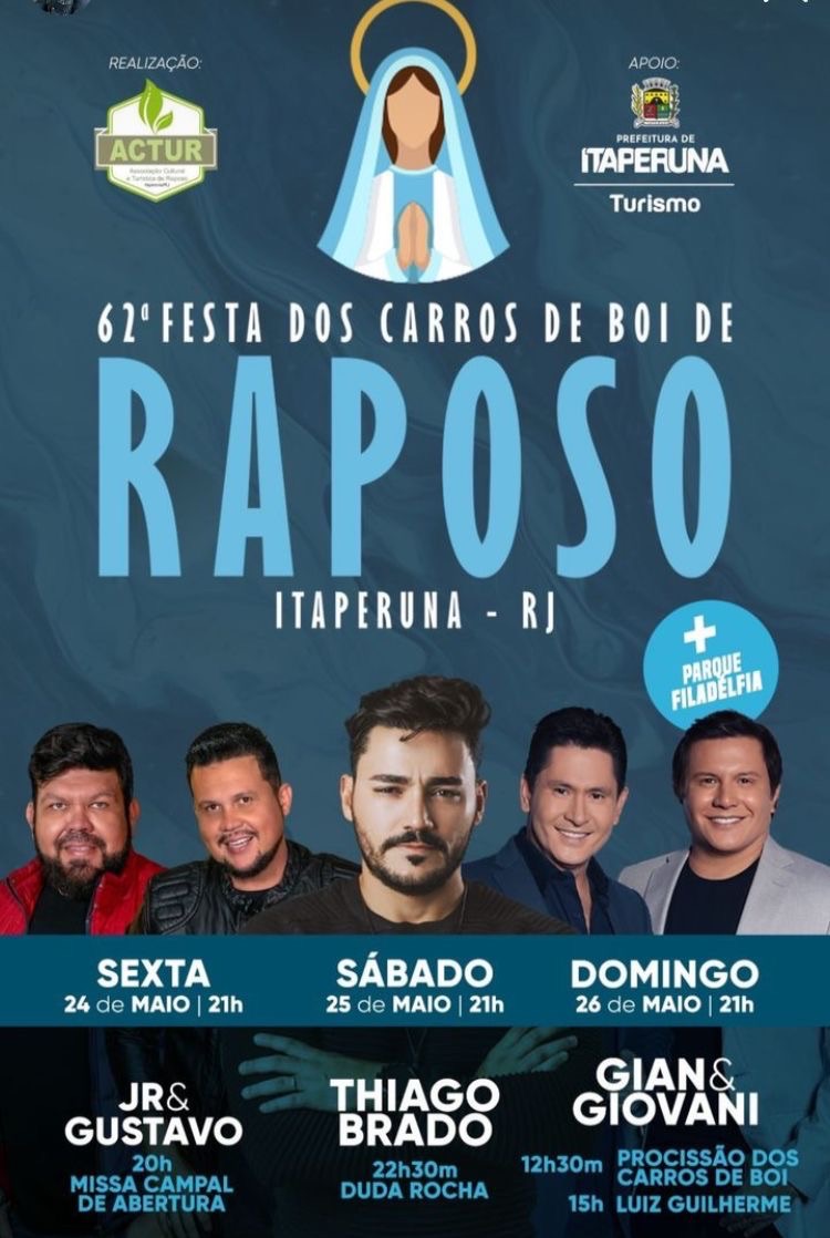 Raposo-Itaperuna-RJ 24 a 26 de maio de 2024 – Blog do Lorenzini